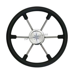 Рулевое колесо RIVA RSL обод черный, спицы серебряные д. 350 мм